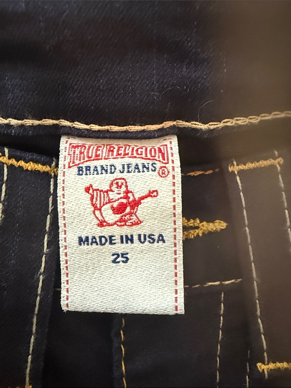 True Religion Women's Dark Indigo Skinny Jeans with Gold Stitching - Picture 4 of 5
